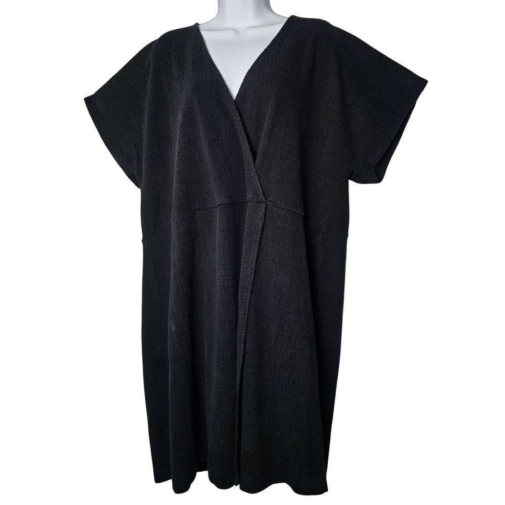 Madewell Charcoal Textured Gauze Midi Dress‎ L Minimalist Capsule Lagenlook